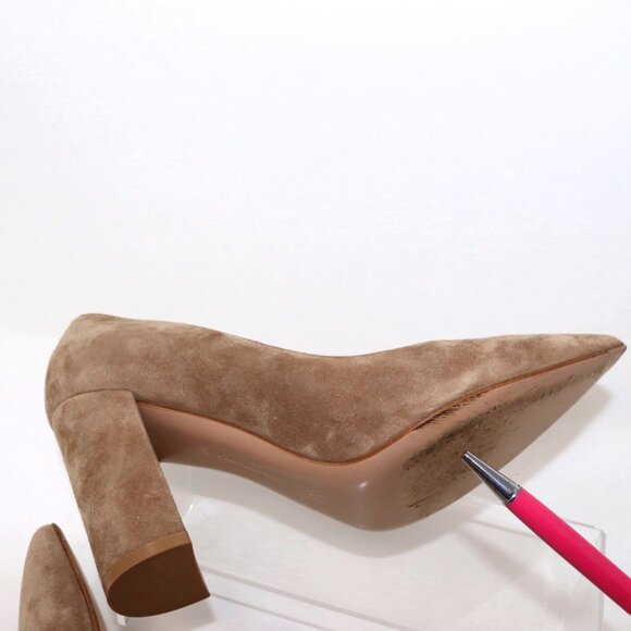 Gianvito Rossi 38.5 Suede Heels Piper Pump Camel Tan Brown - Picture 13 of 14